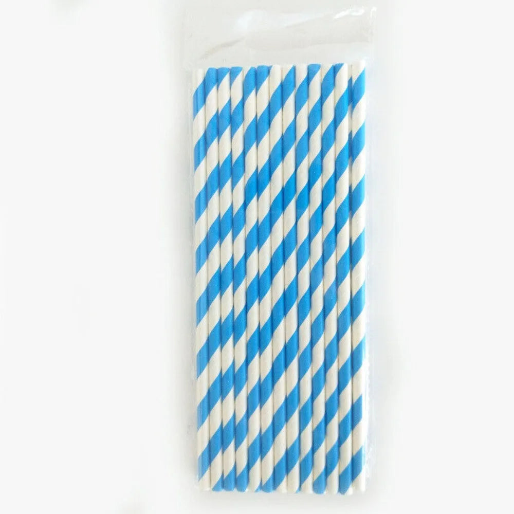 100 Bulk Packed Paper Straws Pattern Color -Biodegradable Drinking Straws Party Suppliers