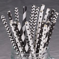 100 Bulk Packed Paper Straws Pattern Color -Biodegradable Drinking Straws Party Suppliers