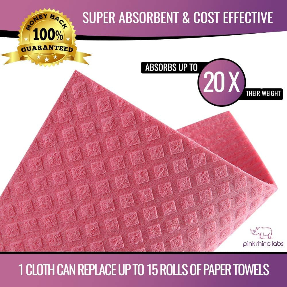 Swedish Dishcloths – Eco-Friendly Reusable Kitchen Towels – 10 Pack Cleaning Cloths for Dishes, Counters & Surfaces – Super Absorbent, Compostable, Zero-Waste Alternative