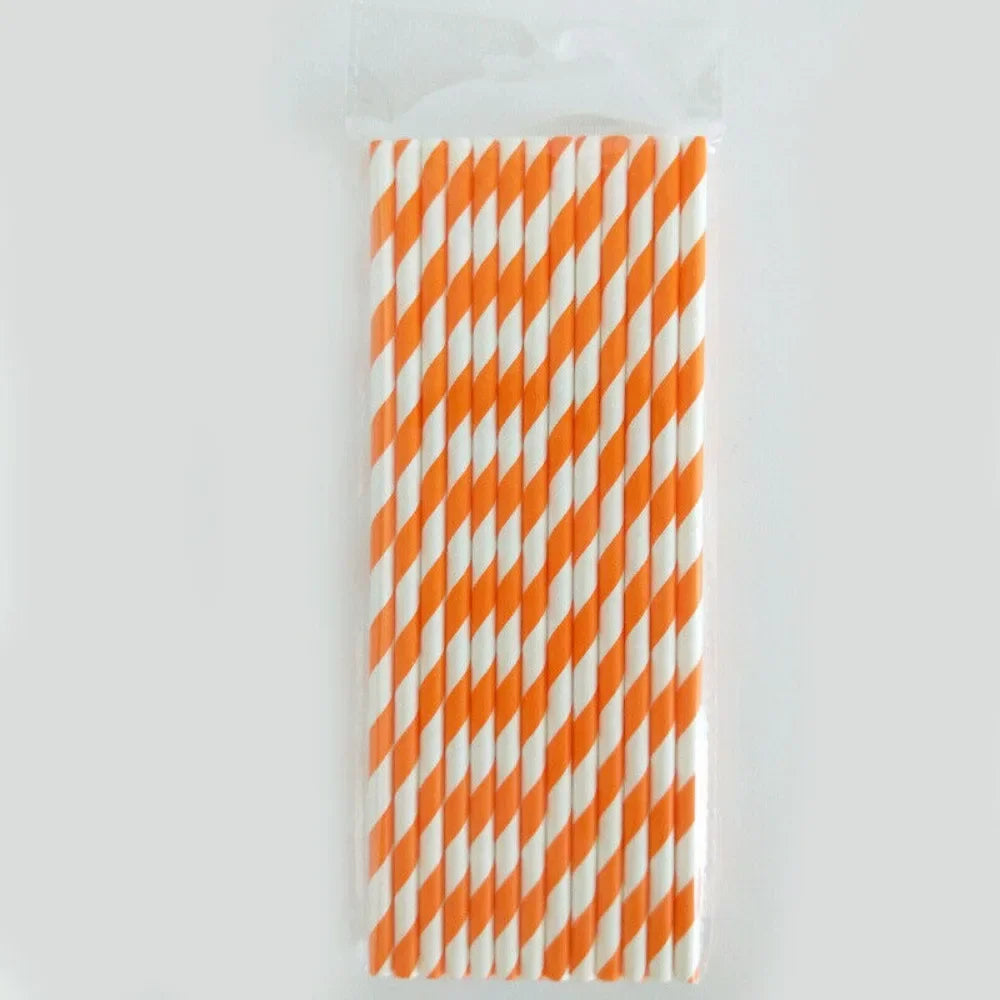 100 Bulk Packed Paper Straws Pattern Color -Biodegradable Drinking Straws Party Suppliers